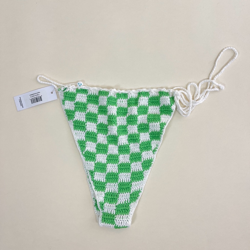 Frankie's Bikinis Green and White Check Crochet Bikini - Picture 9 of 9